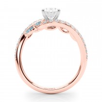 Swirl Design Diamond & Marquise Aquamarine Engagement Ring 14K Rose Gold (0.63ct)